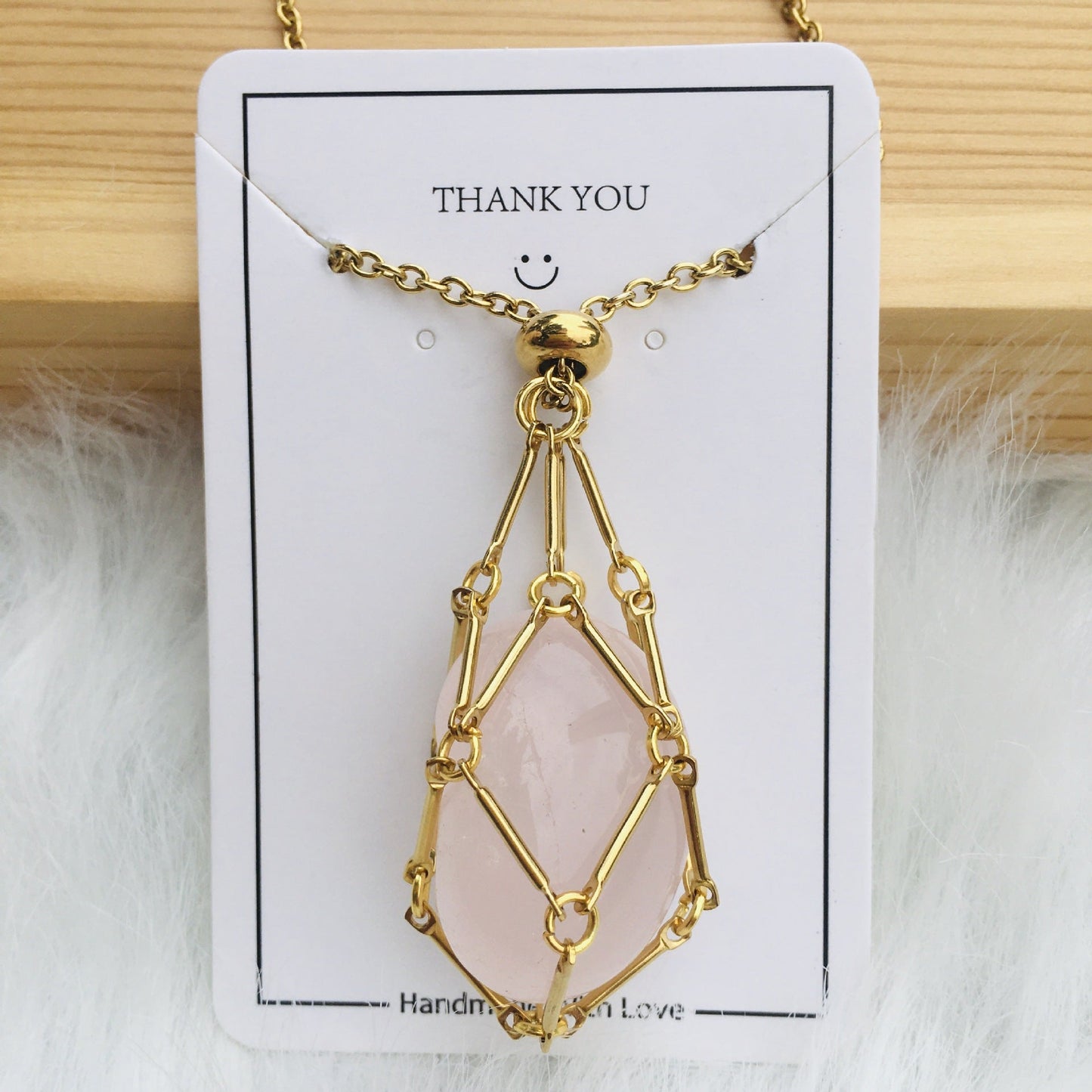Ivory Elegance - The Nevermore Natural Crystal Pendant – Unique Jewelry by Nevermore Lifestyle & Tech | Golden Pink Crystal