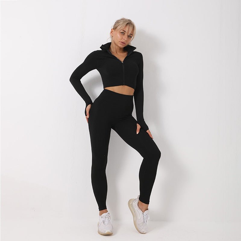 Jesimae - The Nevermore Sport Set for Women Leggings - Crop Top - Jacket – Unique Women Gym Clothing by Nevermore Lifestyle & Tech | 4XL Fuchsia black