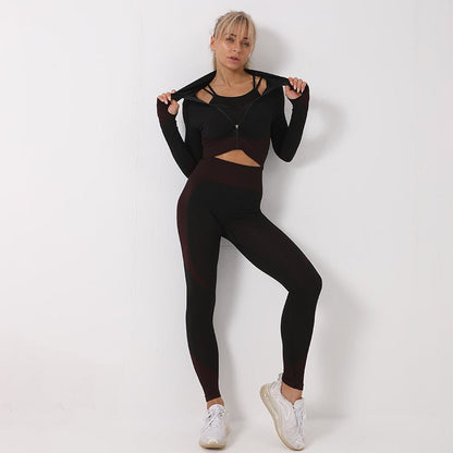 Jesimae - The Nevermore Sport Set for Women Leggings - Crop Top - Jacket – Unique Women Gym Clothing by Nevermore Lifestyle & Tech | L Fuchsia black
