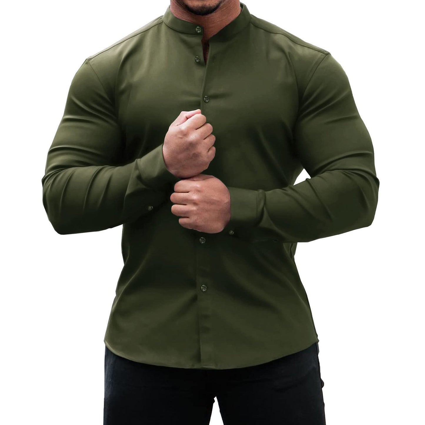 Jock Kacy - The Nevermore Men`s Solid Color Shirt – Unique Men's Fashion by Nevermore Lifestyle & Tech | 2XL Army Green