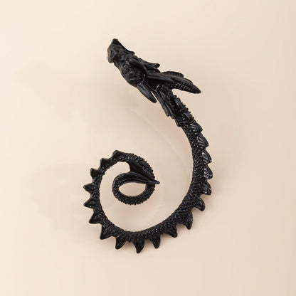 Julius Shimmerwhip Dragon - The Nevermore Gothic Ear - wrap Ear - cuff – Unique Gothic Jewelry by Nevermore Lifestyle & Tech | Ancient silver right ear