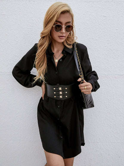 Kaelem - Belted Shirt Dress by The Nevermore – Unique Dresses by Nevermore Lifestyle & Tech | L Black