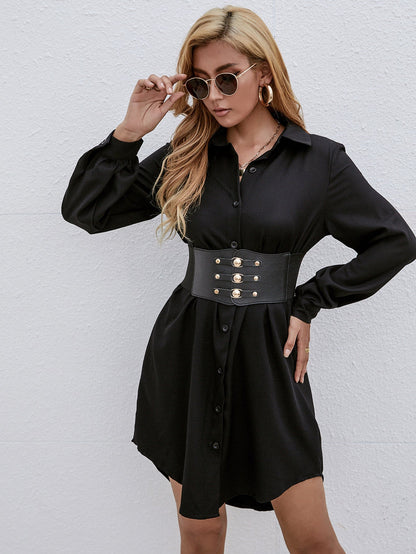 Kaelem - Belted Shirt Dress by The Nevermore – Unique Dresses by Nevermore Lifestyle & Tech | L Black
