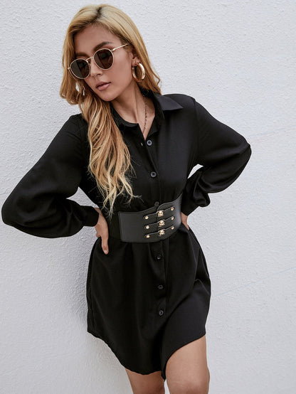 Kaelem - Belted Shirt Dress by The Nevermore – Unique Dresses by Nevermore Lifestyle & Tech | L Black