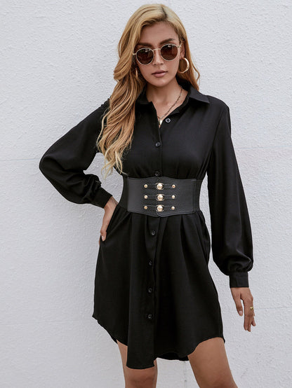 Kaelem - Belted Shirt Dress by The Nevermore – Unique Dresses by Nevermore Lifestyle & Tech | L Black