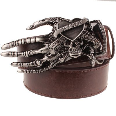 Khaos Boltgloom - The Nevermore Gothic Belt Skull Big Head – Unique Gothic Fasfion by Nevermore Lifestyle & Tech | 1 brown