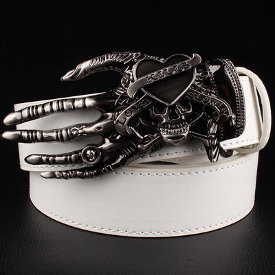 Khaos Boltgloom - The Nevermore Gothic Belt Skull Big Head – Unique Gothic Fasfion by Nevermore Lifestyle & Tech | 1 white