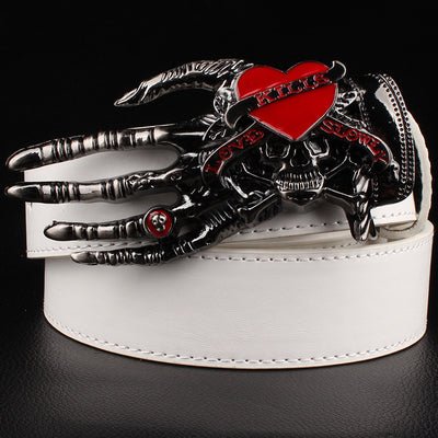 Khaos Boltgloom - The Nevermore Gothic Belt Skull Big Head – Unique Gothic Fasfion by Nevermore Lifestyle & Tech | 2 white