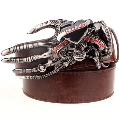 Khaos Boltgloom - The Nevermore Gothic Belt Skull Big Head – Unique Gothic Fasfion by Nevermore Lifestyle & Tech | 3 brown