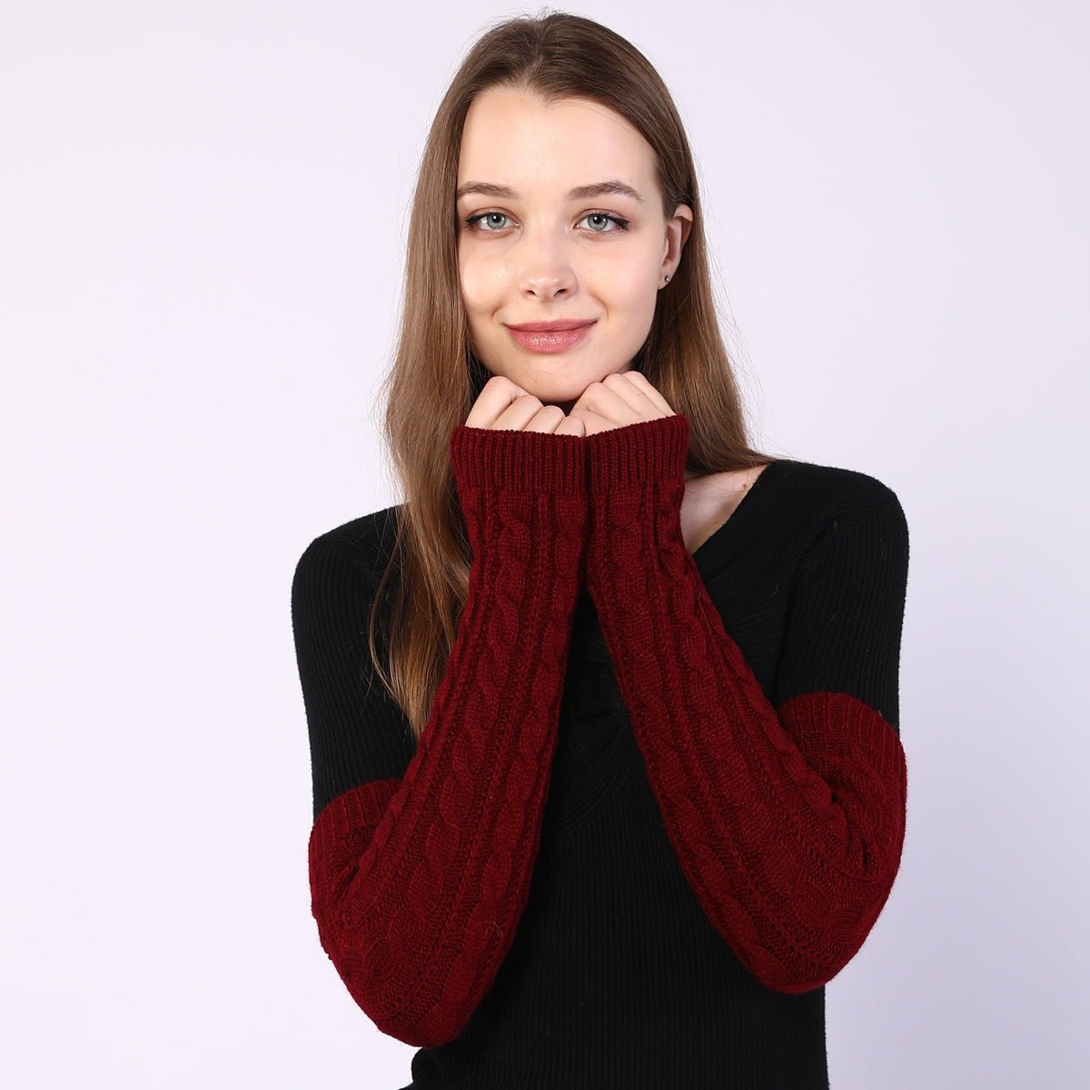 Knitted Sleeve Gloves – Cozy Arm Warmers by The Nevermore – Unique Glovers by Nevermore Lifestyle & Tech | One size Dark red