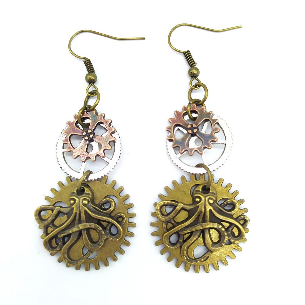 Kraken - The Nevermore Steampunk Earrings – Unique Steampunk Accessories by Nevermore Lifestyle & Tech | Ancient bronze
