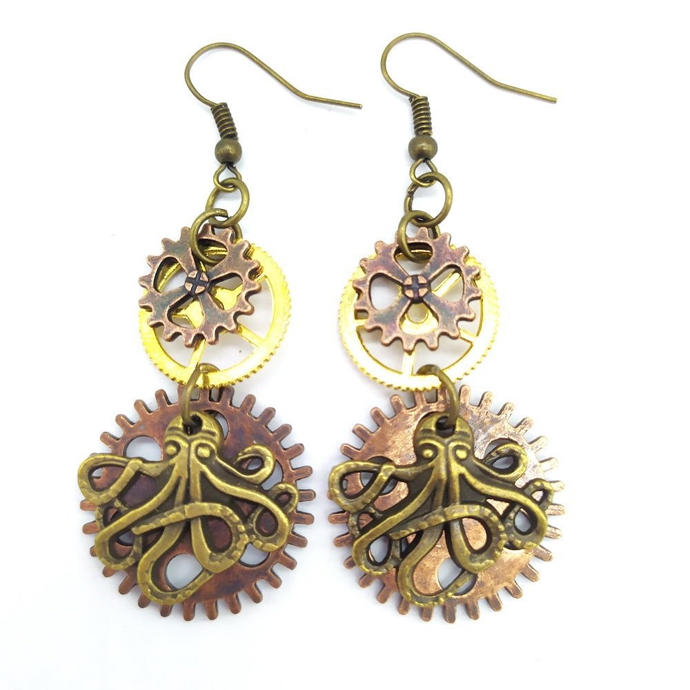 Kraken - The Nevermore Steampunk Earrings – Unique Steampunk Accessories by Nevermore Lifestyle & Tech | Ancient bronze