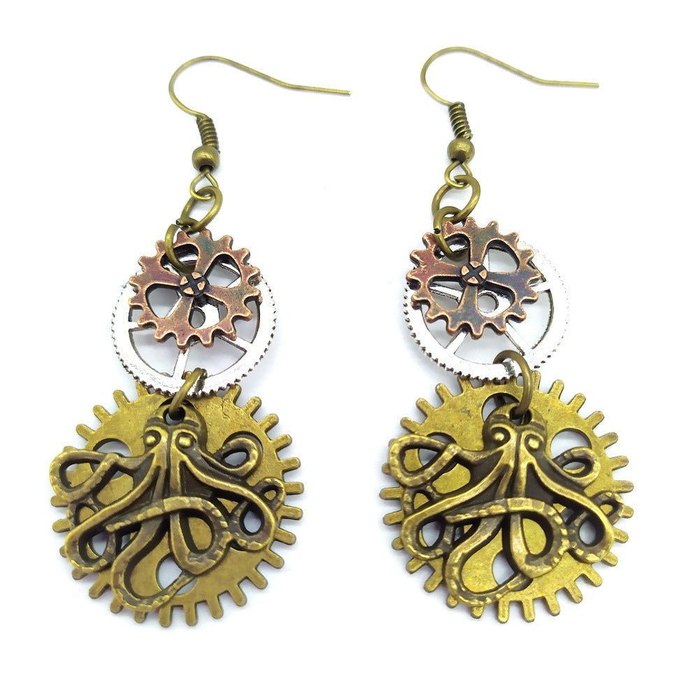 Kraken - The Nevermore Steampunk Earrings – Unique Steampunk Accessories by Nevermore Lifestyle & Tech | Ancient bronze