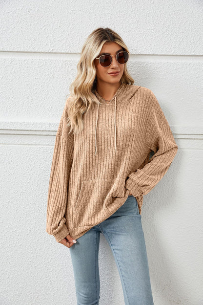 Laid back Luxe - The Nevermore Women's Knitted Sweater With Hooded – Unique Pullover by Nevermore Lifestyle & Tech | 2XL Camel