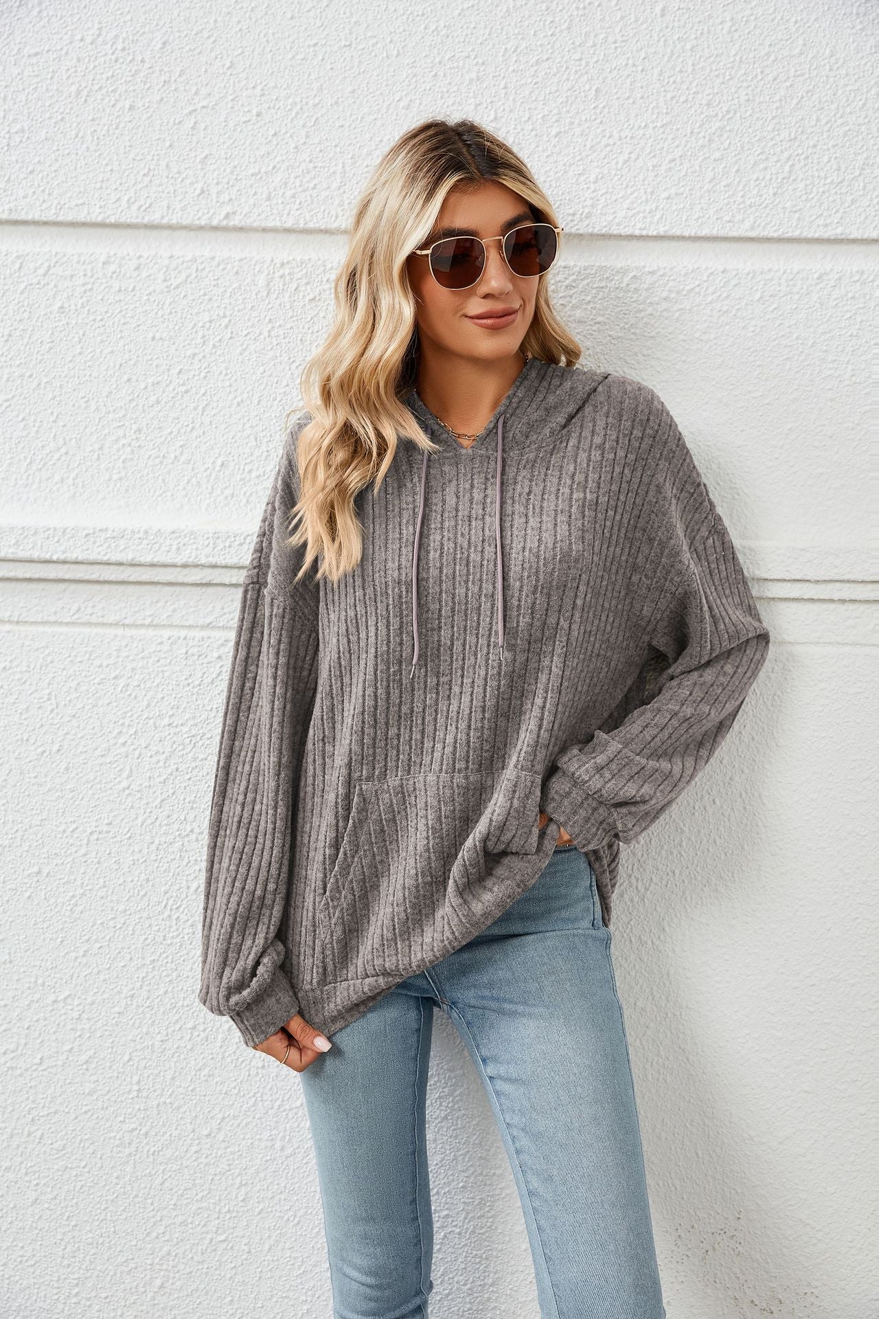 Laid back Luxe - The Nevermore Women's Knitted Sweater With Hooded – Unique Pullover by Nevermore Lifestyle & Tech | 2XL Dark gray