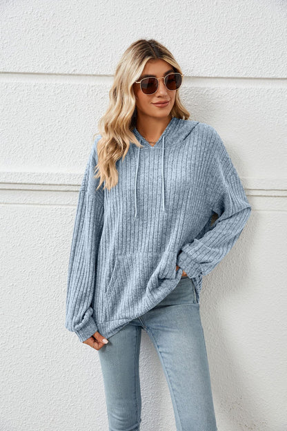 Laid back Luxe - The Nevermore Women's Knitted Sweater With Hooded – Unique Pullover by Nevermore Lifestyle & Tech | 2XL Light blue