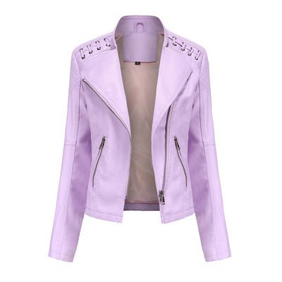 Laramie Piñeda - PU Leather Jacket by The Nevermore – Unique Jackets by Nevermore Lifestyle & Tech | 2XL Light Pink