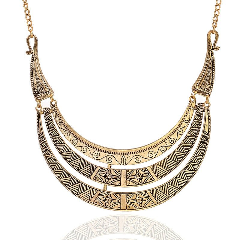 Large Boho Vintage Brass Crescent - The Nevermore Boho Necklace – Unique Boho Necklaces by Nevermore Lifestyle & Tech | 51cm inclusive to 80cm inclus Golden