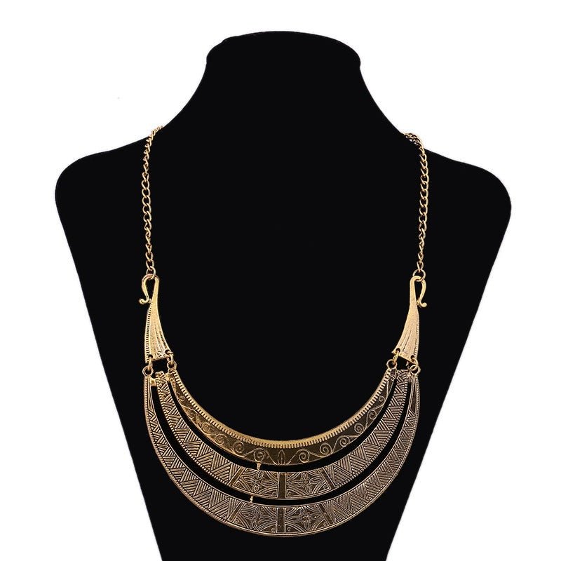Large Boho Vintage Brass Crescent - The Nevermore Boho Necklace – Unique Boho Necklaces by Nevermore Lifestyle & Tech | 51cm inclusive to 80cm inclus Golden