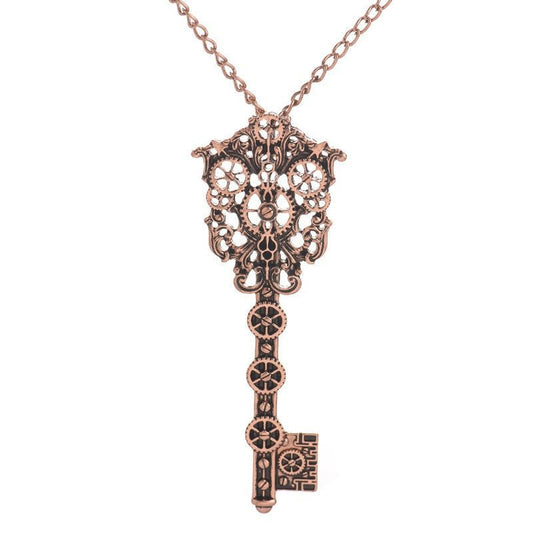 Large Gear Key - The Nevermore Steampunk Pendant – Unique Pendants - Necklaces by Nevermore Lifestyle & Tech | Ancient red copper