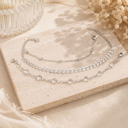 Layered Anklet - Golden Horizon by The Nevermore – Unique Boho Jewelry by The Nevermore | Silver