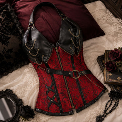Leather Corset Top - Rebel Form by The Nevermore – Unique Steampunk Fashion for Women by The Nevermore | 2XL Red