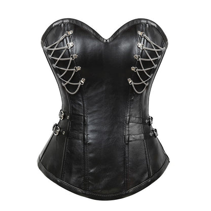 Leather Steel Corset with Zipper - The Nevermore Gothic Corsets for Women – Unique Gothic Fashion for Women by Nevermore Lifestyle & Tech | 2XL Black
