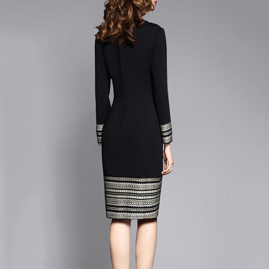 Len Starbuck - Elegant Midi Dress by The Nevermore – Unique Dresses by Nevermore Lifestyle & Tech | 3XL Black