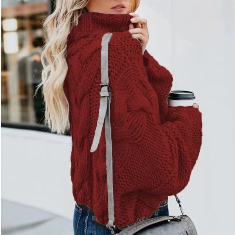 Lexiss - Crocheted Flower Turtleneck Pullover by The Nevermore – Unique Pullover by Nevermore Lifestyle & Tech | L Red