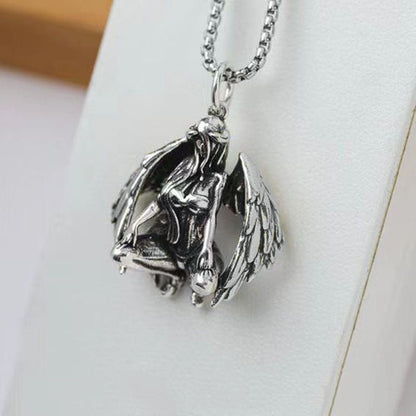 Liliana Vex - Gothic Demon Angel Pendant by The Nevermore – Unique Gothic Pendants by Nevermore Lifestyle & Tech | Silver