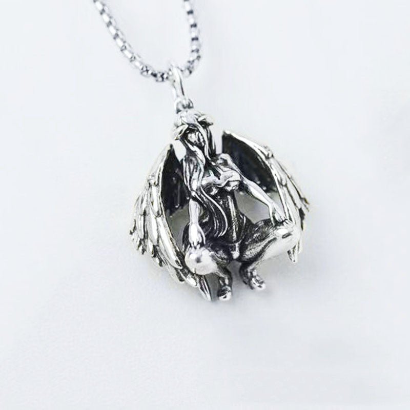 Liliana Vex - Gothic Demon Angel Pendant by The Nevermore – Unique Gothic Pendants by Nevermore Lifestyle & Tech | Silver