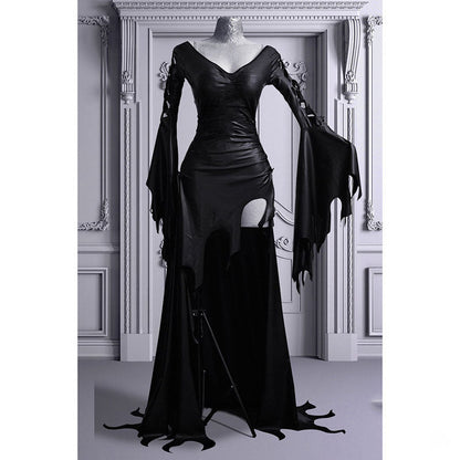 Lillian Sorrowfall - The Nevermore Gothic Dress Big Sleeves – Unique Gothic Fashion for Women by Nevermore Lifestyle & Tech | 2XL Black