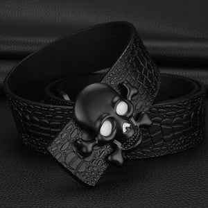 Lord Preston Skull gothic leather belt – black
