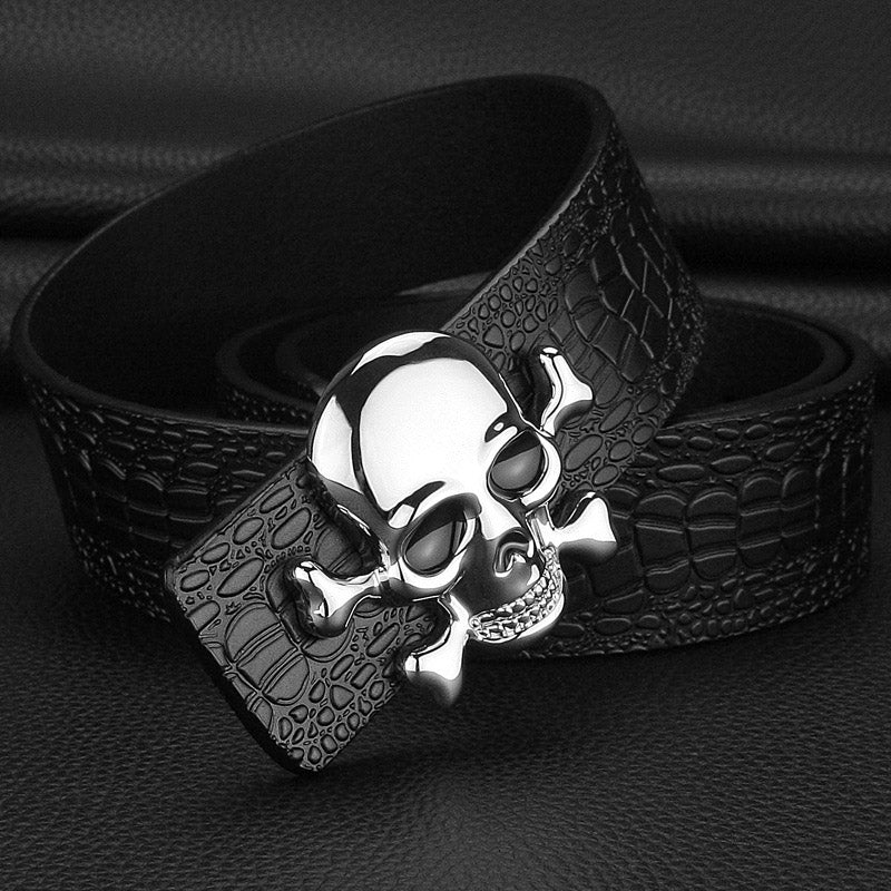 Lord Preston Skull – Gothic Leather Belt by The Nevermore – Unique Gothic Accessories by Nevermore Lifestyle & Tech | 105cm Black silver
