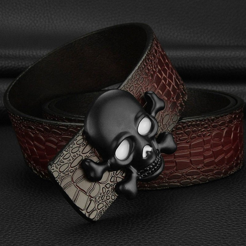 Lord Preston Skull – Gothic Leather Belt by The Nevermore – Unique Gothic Accessories by Nevermore Lifestyle & Tech | 105cm Brown black