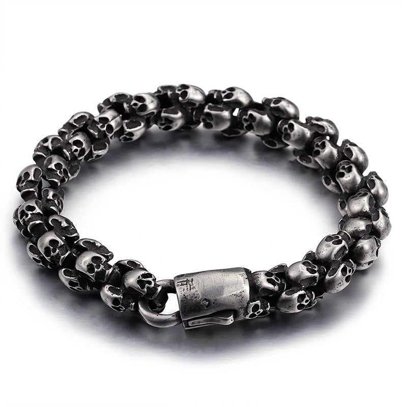 Lord Sutton Skulls - The Nevermore Gothic Bracelet for Men 316 Stainless Steel – Unique Gothic Jewelry by Nevermore Lifestyle & Tech | 18.5 Black