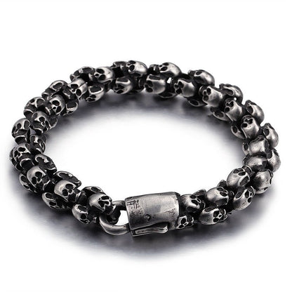 Lord Sutton Skulls - The Nevermore Gothic Bracelet for Men 316 Stainless Steel – Unique Gothic Jewelry by Nevermore Lifestyle & Tech | 18.5 Black