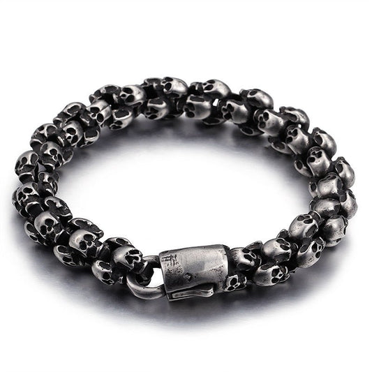 Lord Sutton Skulls - The Nevermore Gothic Bracelet for Men 316 Stainless Steel – Unique Gothic Jewelry by Nevermore Lifestyle & Tech | 18.5 Black