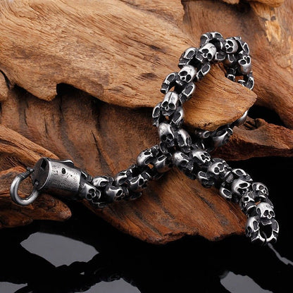 Lord Sutton Skulls - The Nevermore Gothic Bracelet for Men 316 Stainless Steel – Unique Gothic Jewelry by Nevermore Lifestyle & Tech | 18.5 Silver