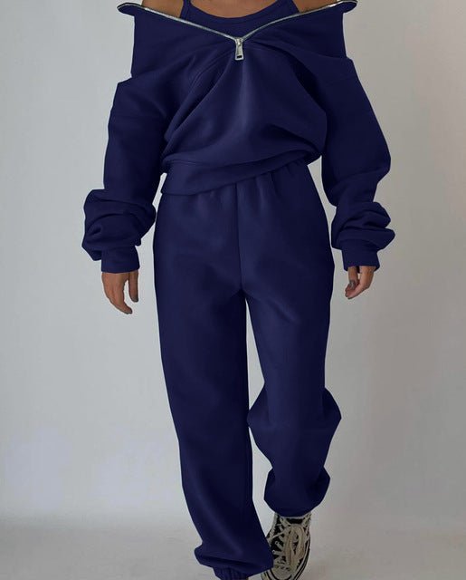 Lovey Mayten - The Nevermore Women's Set Tracksuit – Unique Trackskuit by Nevermore Lifestyle & Tech | 3XL Navy Blue