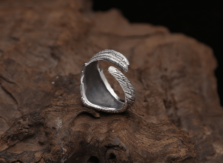 Lucian Starfall - The Nevermore Gothic S925 Sterling Silver Men Ring Adjustable Eagle Wing Feather Retro – Unique Gothic Jewelry by Nevermore Lifestyle & Tech | One size