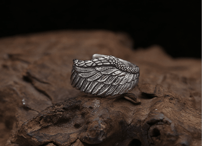 Lucian Starfall - The Nevermore Gothic S925 Sterling Silver Men Ring Adjustable Eagle Wing Feather Retro – Unique Gothic Jewelry by Nevermore Lifestyle & Tech | One size
