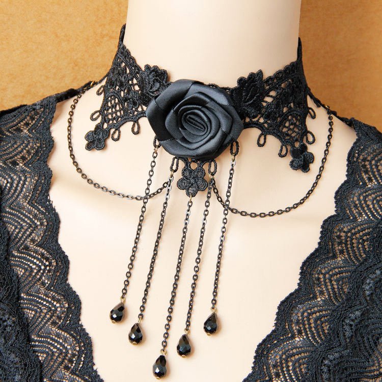 Lucinda Lindley - Retro Black Lace Choker by The Nevermore – Unique Gothic Jewelry by Nevermore Lifestyle & Tech | Black