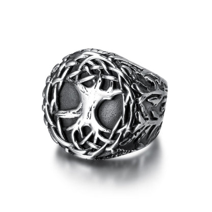 Lucky Tree - The Nevermore Gothic Ring for Men Titanium Steel – Unique Gothic Jewelry by Nevermore Lifestyle & Tech | No10 Black And Polished