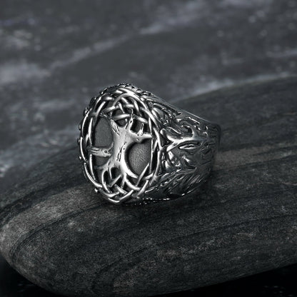 Lucky Tree - The Nevermore Gothic Ring for Men Titanium Steel – Unique Gothic Jewelry by Nevermore Lifestyle & Tech | No10 Black And Polished
