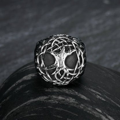 Lucky Tree - The Nevermore Gothic Ring for Men Titanium Steel – Unique Gothic Jewelry by Nevermore Lifestyle & Tech | No10 Black And Polished