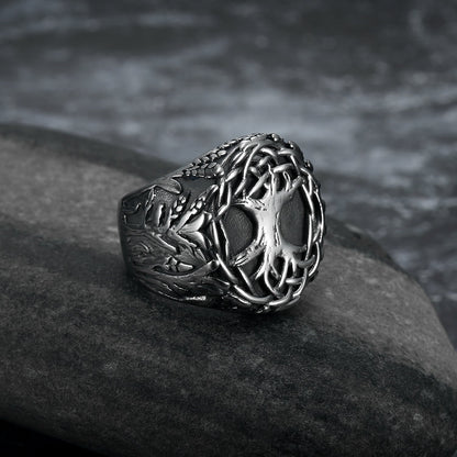 Lucky Tree - The Nevermore Gothic Ring for Men Titanium Steel – Unique Gothic Jewelry by Nevermore Lifestyle & Tech | No10 Black And Polished