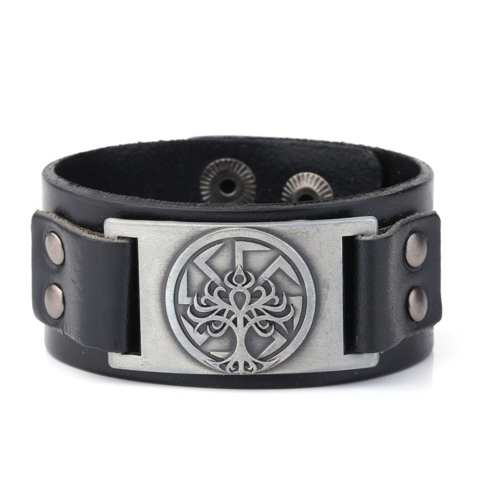 Lucky Tree - The Nevermore Leather Bracelet – Unique Bracelets for Men by Nevermore Lifestyle & Tech | Narrow Black Antique Silver