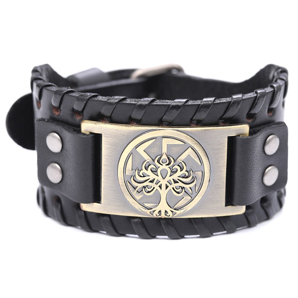 Lucky Tree - The Nevermore Leather Bracelet – Unique Bracelets for Men by Nevermore Lifestyle & Tech | Wide Black Bronze