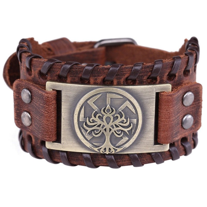 Lucky Tree - The Nevermore Leather Bracelet – Unique Bracelets for Men by Nevermore Lifestyle & Tech | Wide Brown Bronze